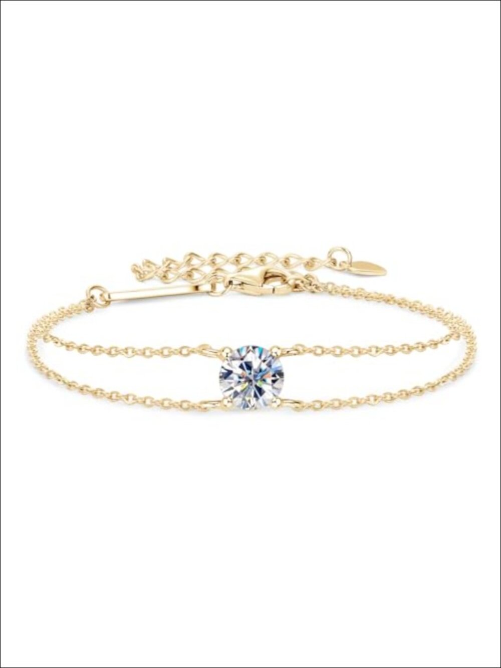 14K White Gold Plated 925 Sterling Silver Moissanite Bracelet, Link Bracelet,